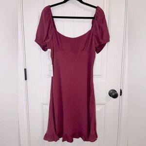 NWT Aritzia Sunday Best A Line Mini Mariposa Dress - Spiced Burgundy / Dark Red